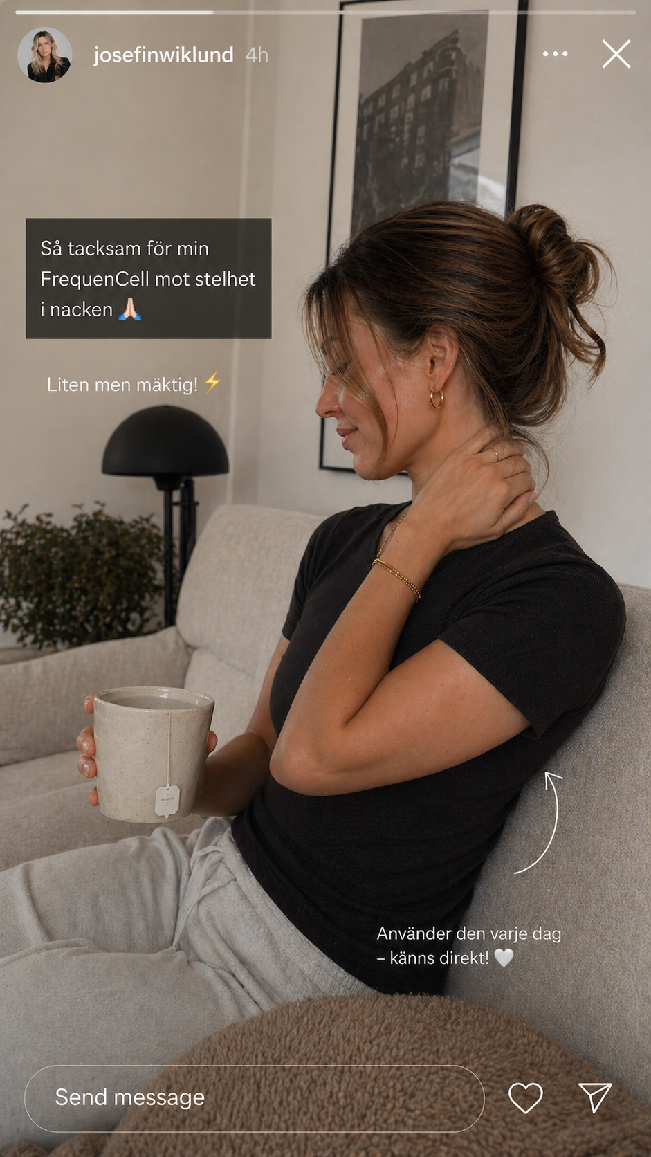 Så tacksam för min FrequenCell mot stelhet i nacken 🙏